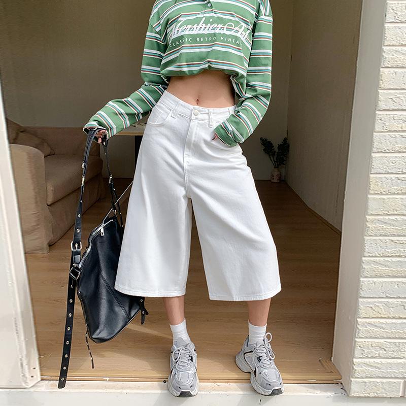

Women s White High-Waisted Wide-Leg Denim Pants - Spring/Summer 2025 Medium белый