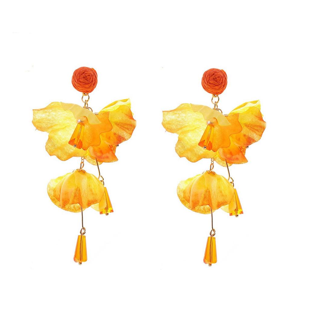 2026 Summer New Handmade Multi-layer Pink Floral Tassel Earrings, Vintage Ethereal Women Earrings