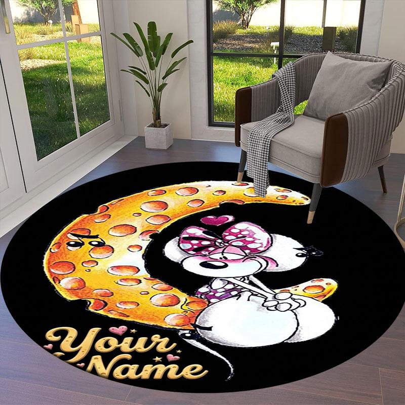 Diddl Custom Name Round Area Rug,Carpet Rug for Living Room Bedroom Sofa Playroom Decor,Non-slip Floor Mat