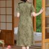 Summer Dress Women Plus Size Short Sleeve Vintage Long Dress Casual Middle-aged Women's Clothing