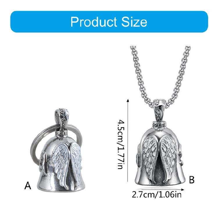 Stainless Steel Motorbike Bells Bicycles Positive Energy Charm Good Fortunes Keychain for Peaceful Journey Road Blessing