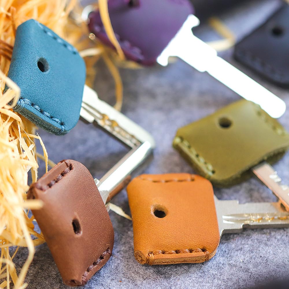 FuoooooGui Cowhide Leather Key Key Genuine Leather Key Key Key Antique Leather Key Set of Leather Key Key Key White Covers, Caps, Holder, Case, Ring,