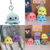 Adorables Porte-clés Peluche Pieuvre Réversible Charm Mignon pour Couple Jouet en Peluche Courte Coton PP