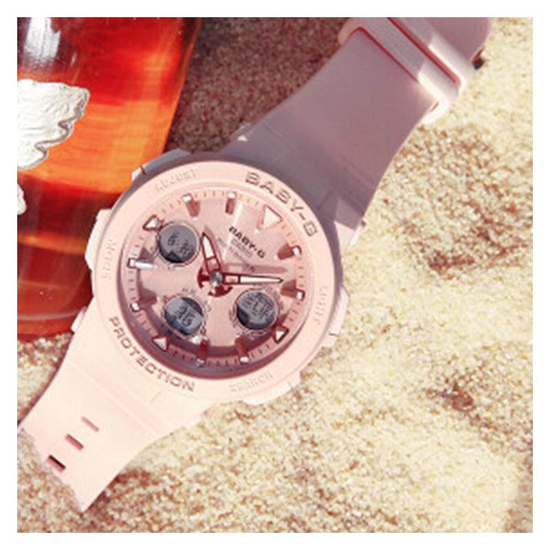 Casio BABY-G double bezel multi-function radio wave solar movement quartz movement resin strap Japanese and Korean watch women's watch BGA-2500-4APR