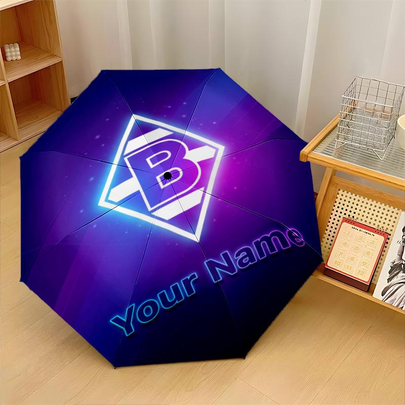 Borussia Mönchengladbach Automatic 3‑Fold Umbrella 8‑Rib Windproof Folding Umbrella Sun Rain Protection For Outdoor Travel Daily Use