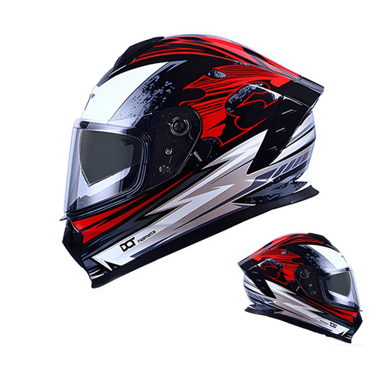 In-Stock Full-Face Double Lens Motorcycle Helmet - Retro Design for Men & Women, Ideal for Street Bikes & Scooters