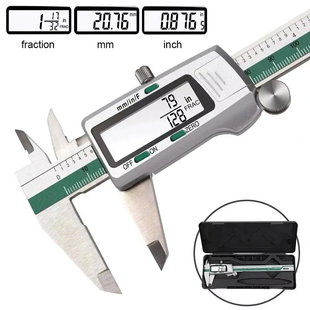 Vernier Caliper LCD Digital Display Stainless Steel Gauge Micrometer Measuring Instruments for Installation Renovation Work
