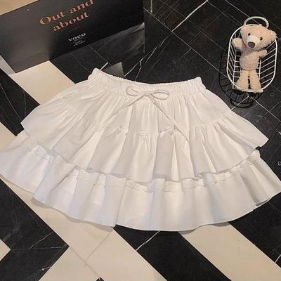 White Lace High Waist A-Line Ballet Style Midi Skirt for Women