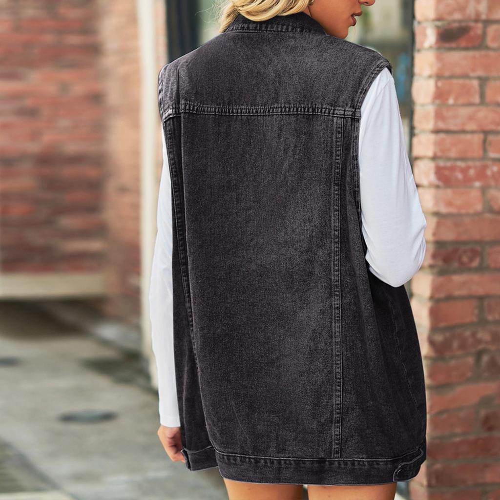 Women's Casual Loose Vintage Denim Vest Jacket