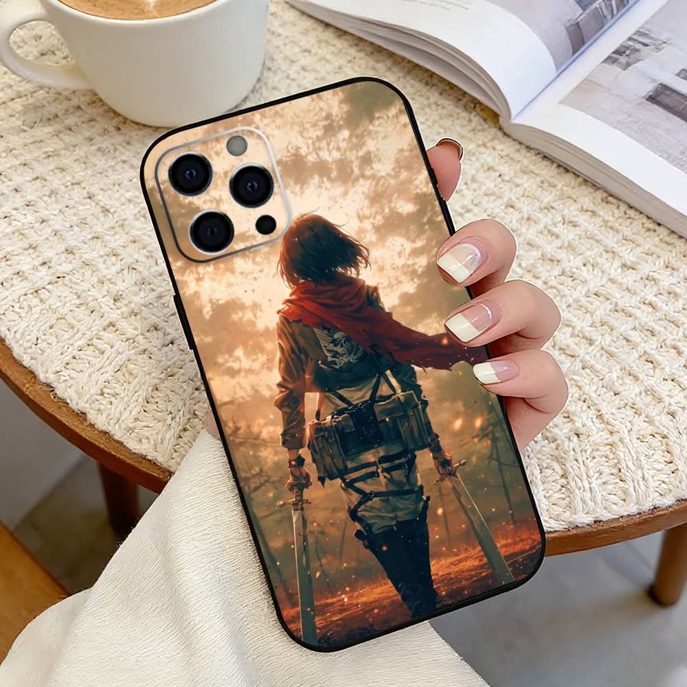 Hot Anime A-Attack On-n Titan Mikasa Phone Case For iPhone 17, 16,15,14,13,12,11 Plus,Pro Max, Others Soft Black Cover