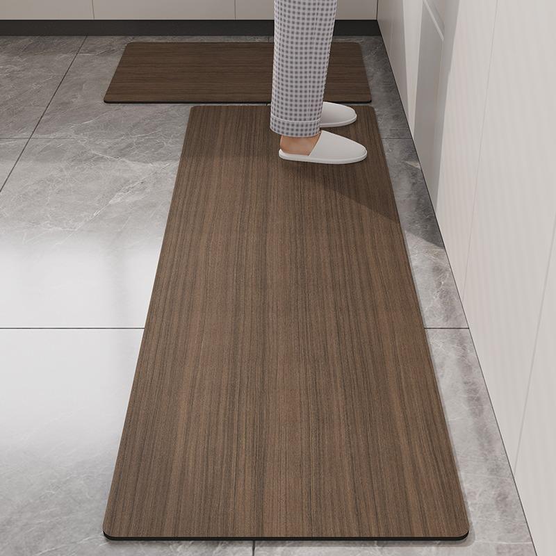 Kitchen Carpet Waterproof Non-Slip Pvc Floor Mat Imitation Wood Grain Wash-Free Leather Rug Long Size Home Decoration Foot Mats