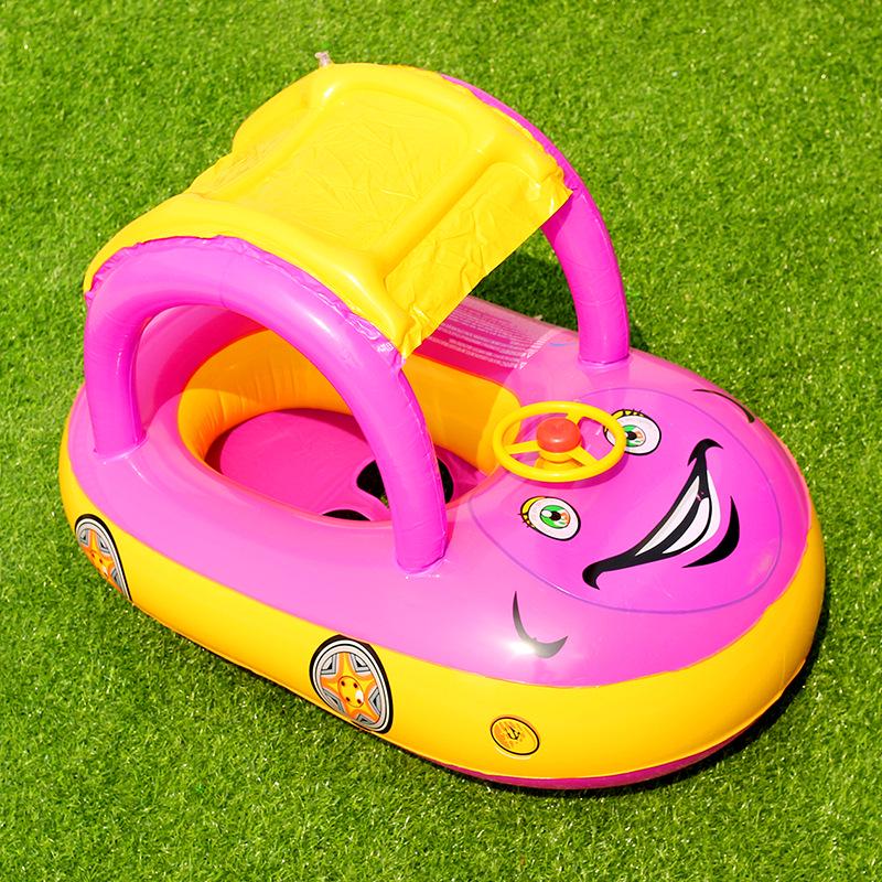 Inflatable Baby Swim Ring Seat Floating Sun Shade Toddler Swim Circle Outdoor Swimming Pool Bathtub Beach Party Summer Water Toy