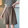 Chiffon Suit Shorts for Women with High Waist Summer Thin Style Slim Black Casual Wide-leg Small Ice Silk Five-point Mid-size Pants