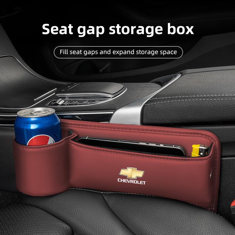 BODCA1 PU Leather Car Seat Storage Bag Multifunctional Gap Organizer Box For Chevrolet Equinox Trailblazer Bolt Spark Tahoe Z71 Aveo SS