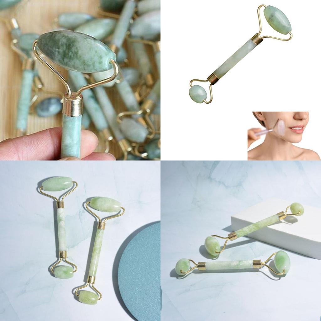 Exquisite White Flower Jade Facial Massage Roller Beauty Tool Face Massager