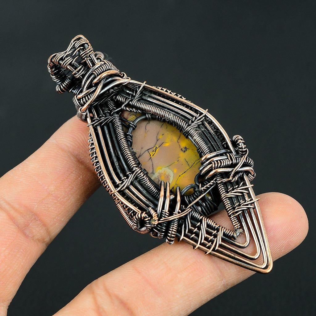 Handmade Copper Wire Wrapped Tree of Life Pendant Mookaite Jasper Stone Necklace – Unique Boho Jewelry for Women & Men