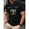 T-shirt estiva da uomo europea e americana con stampa di lettere di Milano, morbida e traspirante, girocollo, top casual da esterno urbano