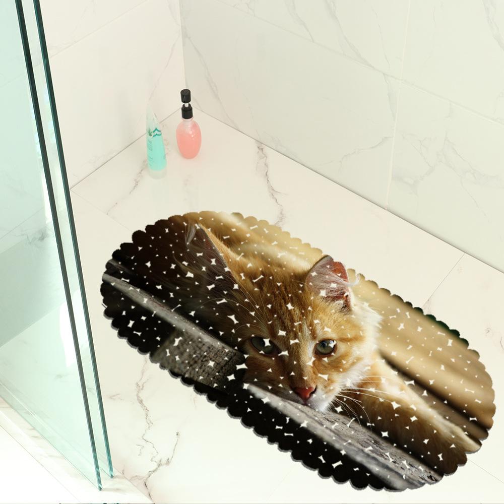 Cute Pet Cat Picture Balcony Bathroom Mat Hydrophobic Non-Slip Door Mat Swimming Pool Public Places Non-Slip Floor Mat