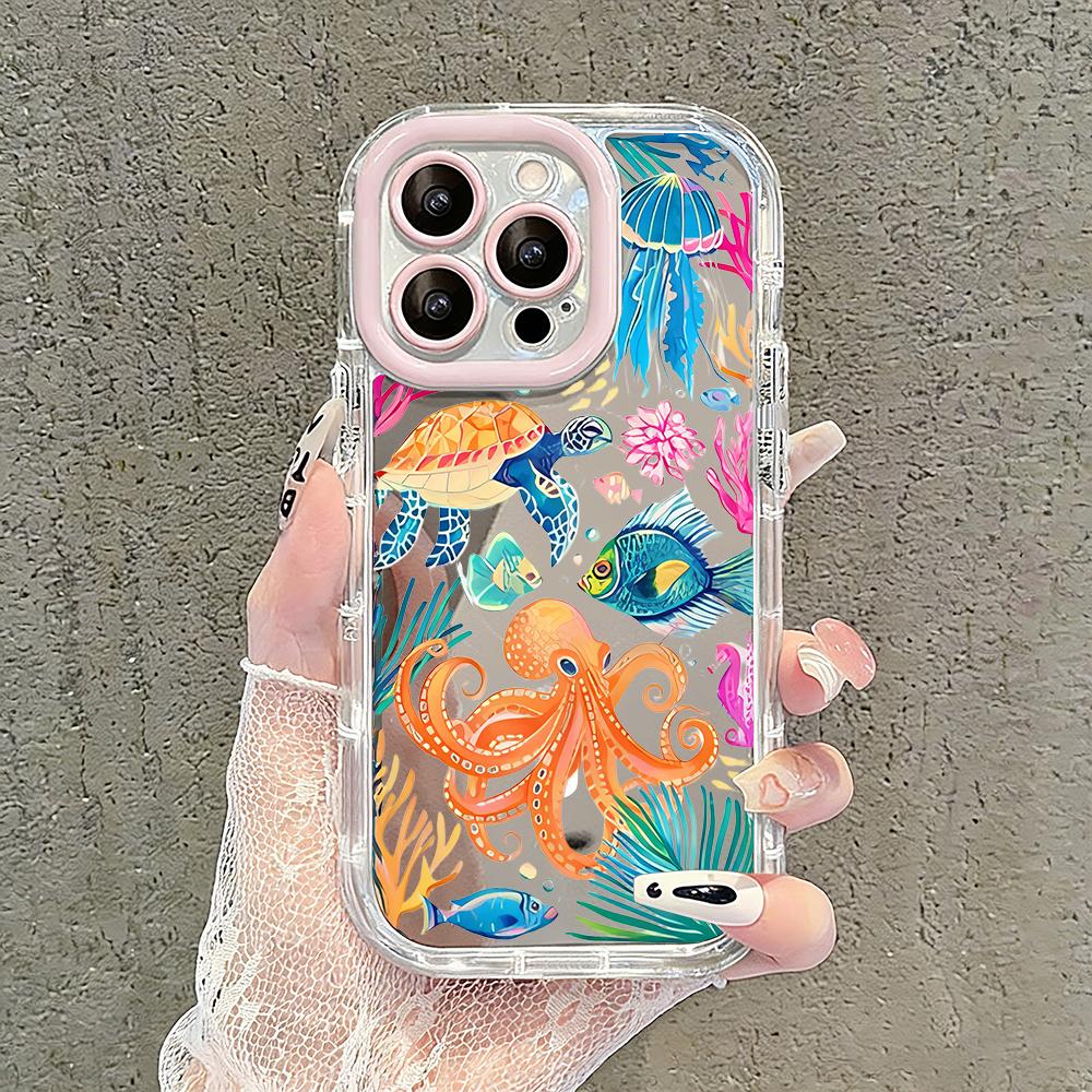 Summer Marine Elements Pattern Mirror Phone Case For iPhone 17 Air 16 Pro Max 17 15 14 13 12 11 8 Plus X Protection Back Cover
