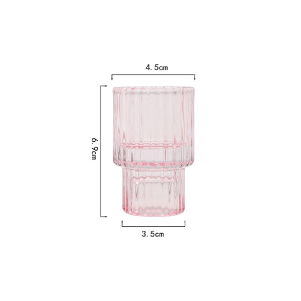 Vertical Stripes Pink Glass Home Decor Candle Holders Wedding Decoration Accessories Candlesticks For Candelabro Centerpiece
