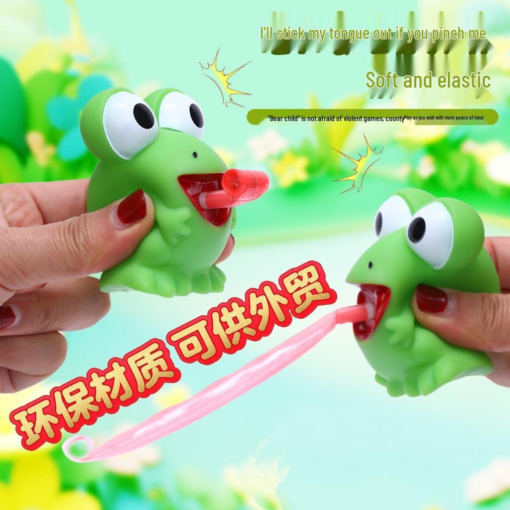 Dinosaur Squeeze Toy with Frog Tongue - Sound Gift & Stress Relief
