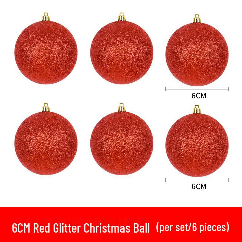 Red Shiny & Matte Glitter Christmas Ball Ornaments - Plastic Hanging Decorations (6-30cm) for Festival Scenes