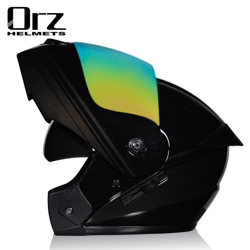 Dual Lens Flip-Up Full Face Motorcycle Helmet Men Women ABS Safety Gear Racing Street Riding