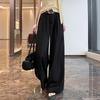 Women's High-Waisted Striped Wide-Leg Pants with Belt - Casual, Loose, Floor-Length Style