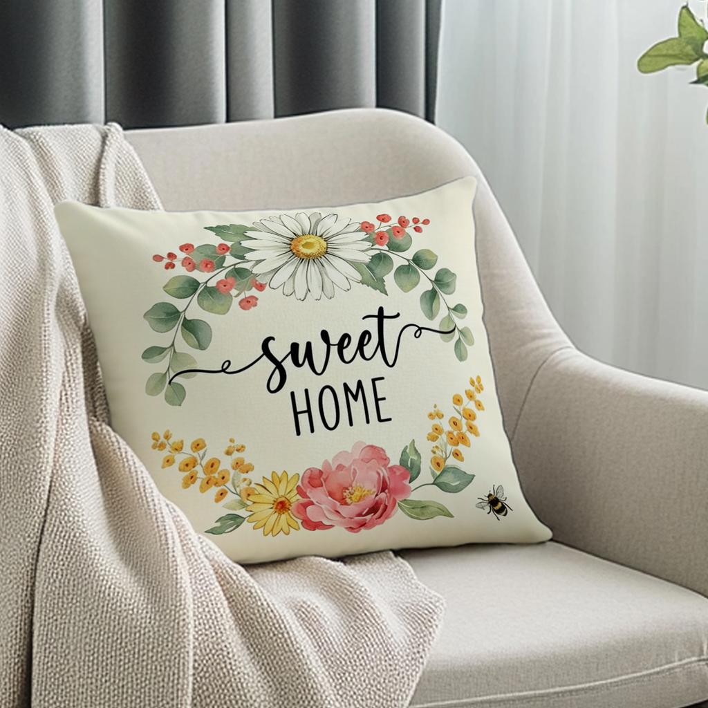 1pcs Fresh Flowers Cushions Pillowcase Polyester Cushion Cover Throw Pillow Pillowcover Home Car Sofa Decor