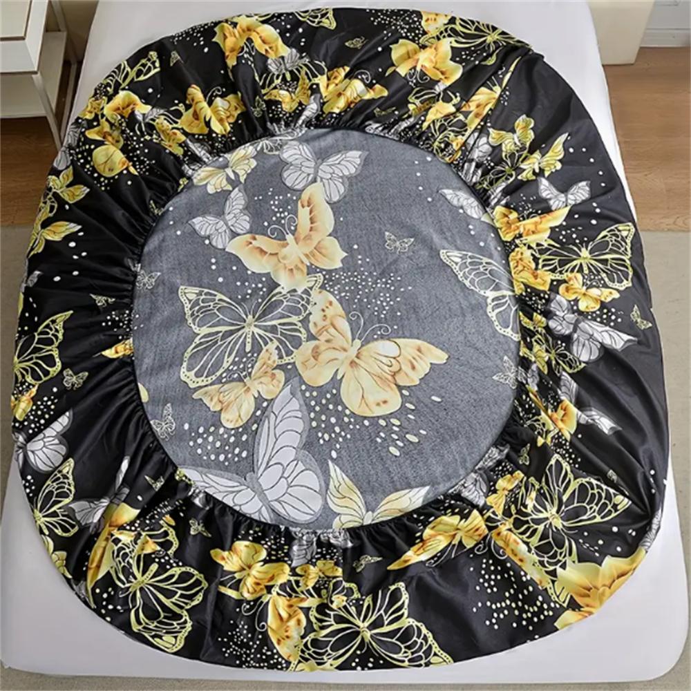 3pcs Butterfly Print Bedding Set - Ultra-Soft, Breathable, Stain-Resistant Fitted Sheet and 2 Pillowcases, Deep Pocket Design