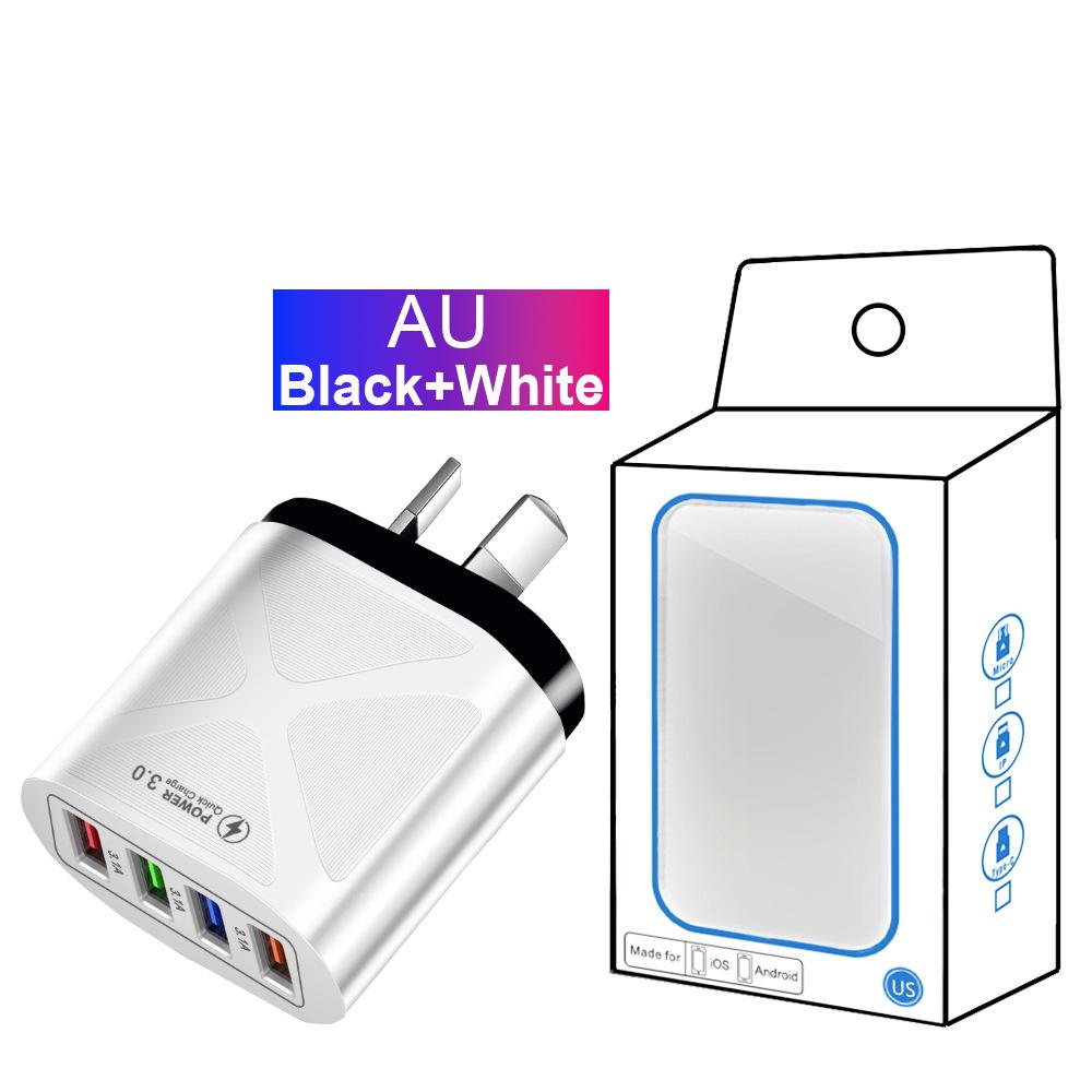 4-Port USB Travel Charger 5V/2.4A Fast Charge - AU/EU/UK/US Compatibility