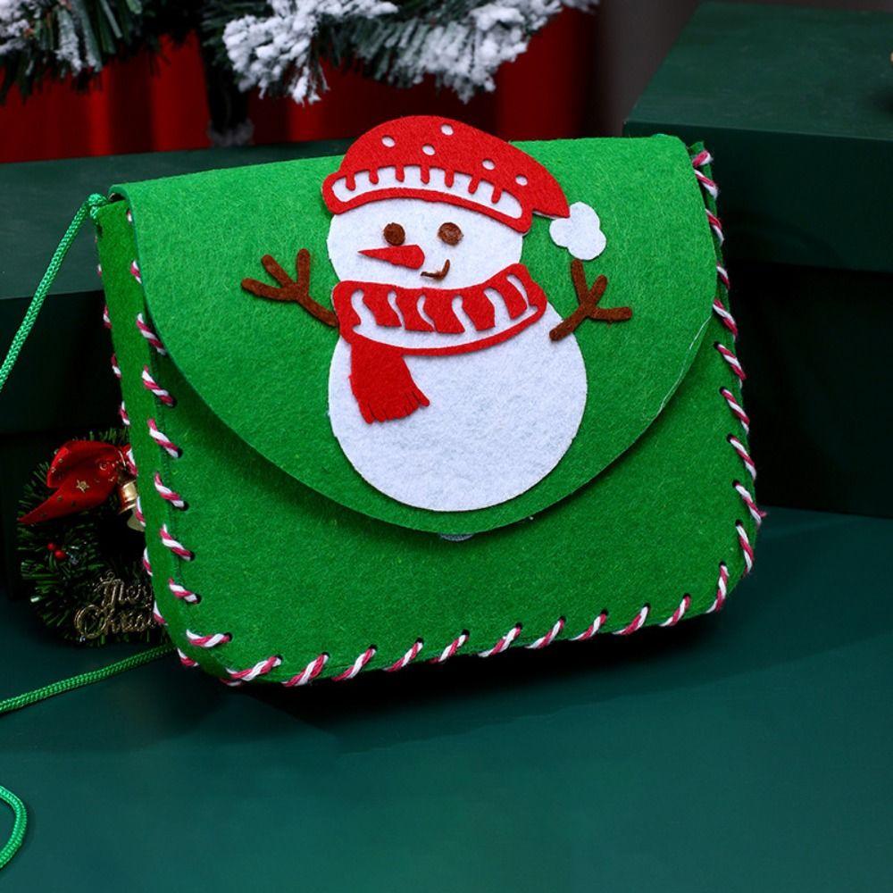 

Cute Christmas DIY Material Bags Hands-on Parent-child Interaction Snowman Tree Backpack Set Creative Shoulder Bag Green-Snowman