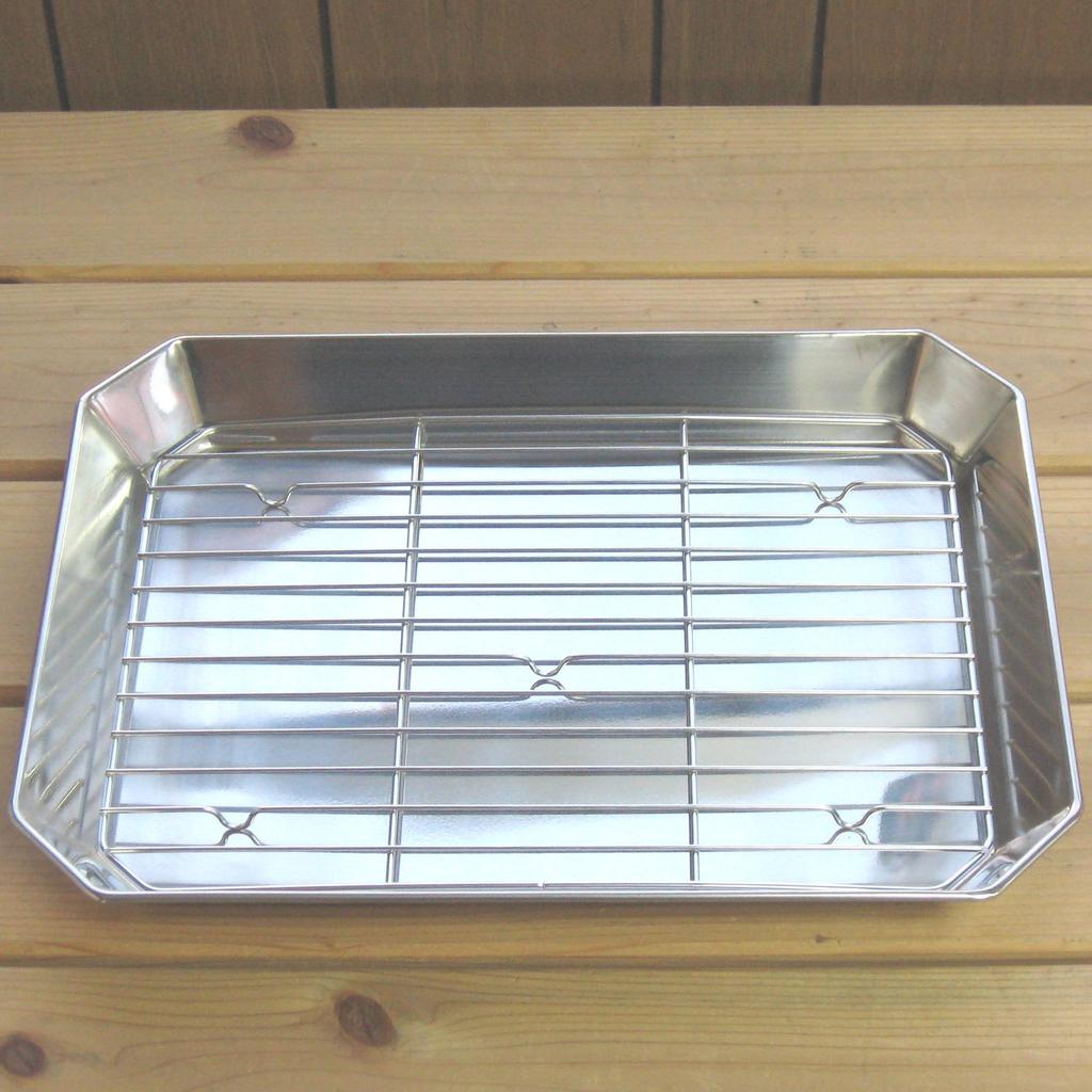 Nagao Medium Rectangular Plate with Stainless Made in Japan Tsubame-Sanjo Mesh, 33cm, 18-8 Steel,