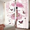 2Pcs Feminine Curtain With Floral Umbrella And Dress Walking With Butterflies For Bedroom Living Room And Dining Room