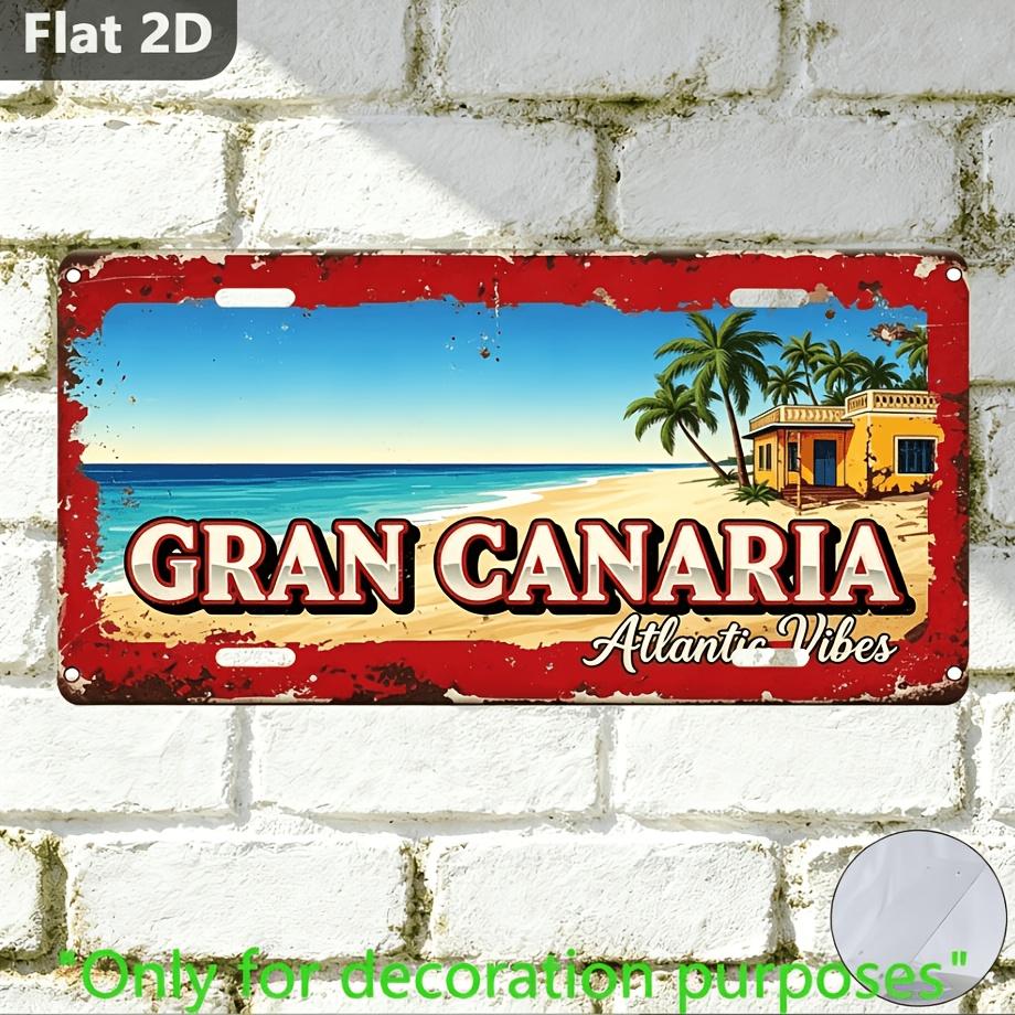 2D Flat, 1pc Vintage Gran Canaria-Themed Wall Sign - Retro Spanish Souvenir Decor Suitable for Home, Garage, Office - Holiday Gift for Christmas, Trav