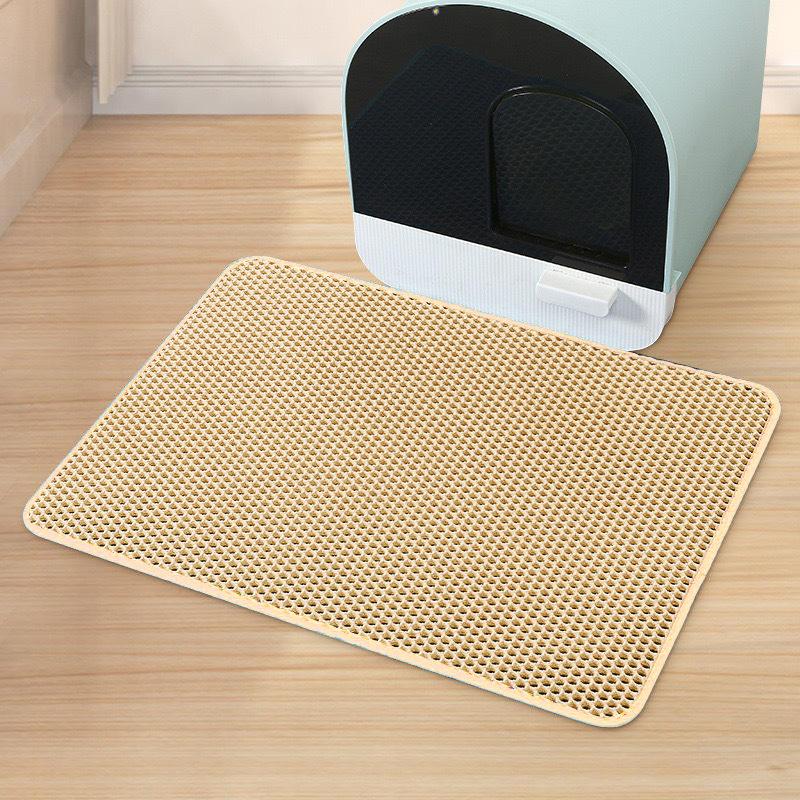 2PCS Double Layer Honeycomb Cat Litter Mat, Washable Foldable Detachable Anti-Splash Kitty Litter Trapping Pad