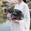 Shell Shape Handheld Fan Flower Pattern Hand Cranked Fan Japanese Shell Folding Fan Dance Props