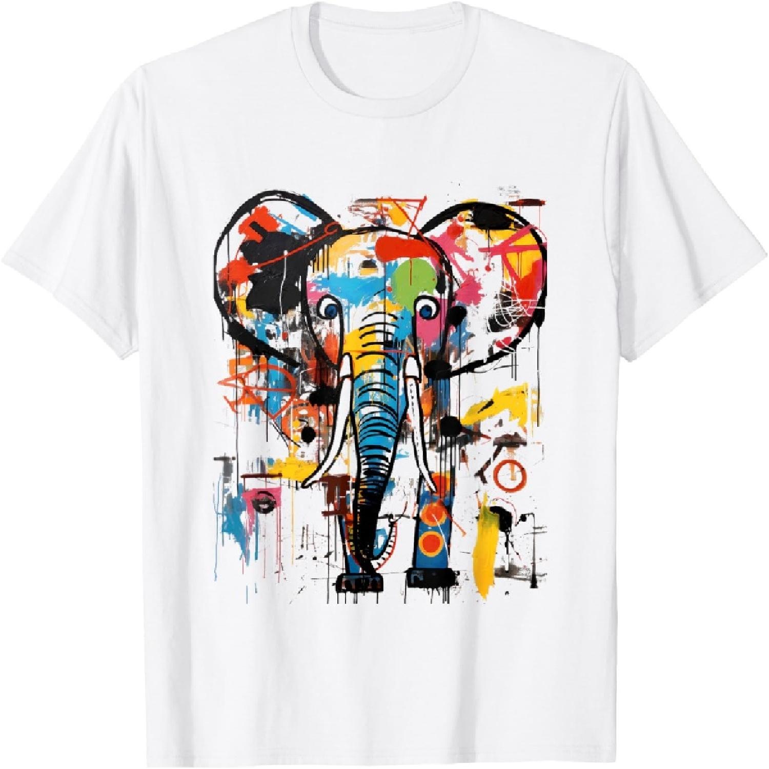 

Colorful Abstract Elephant Graffiti Art T-Shirt XXXXXL білий