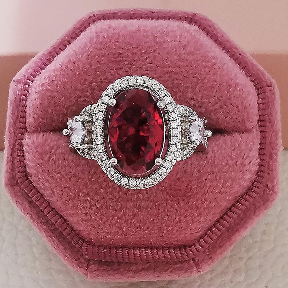 

Романтическое кольцо с инкрустацией рубиновым цирконом - Свадебное украшение на День святого Валентина Size 10