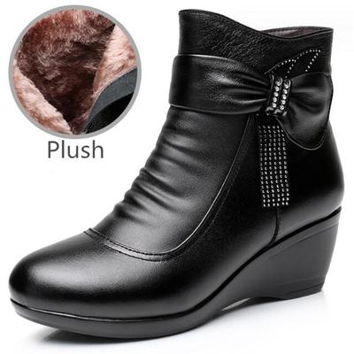Rozmiar 30-43 Damskie Botki Damskie Skórzane Zimowe Botki Ciepłe Pluszowe Jesienne Buty Zimowe Buty na Koturnie Kobieta Botki
