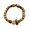 Argentina Green Sandalwood Luminous Stone Square Bead Bracelet In Antique Style – Buddhist Prayer Wenwan for Men and Women