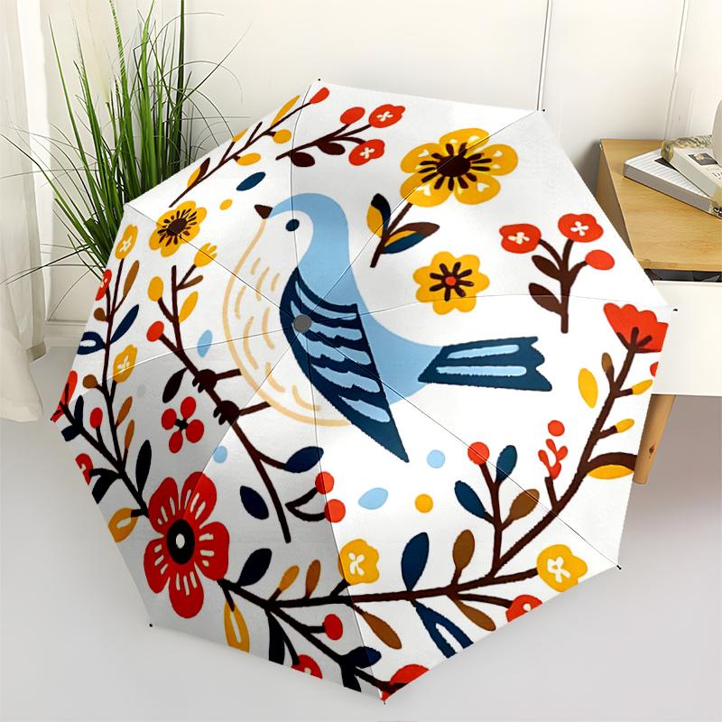 

1pc Blue Swallow Automatic Opening and Closing Umbrella - Small Umbrella Suitable for Various Occasions, Portable 3-Fold Small Umbrella for