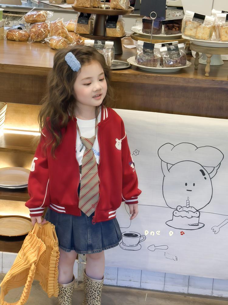 Giacca da baseball stile college autunnale 2025 per bambini piccoli - Cardigan moda per bambine