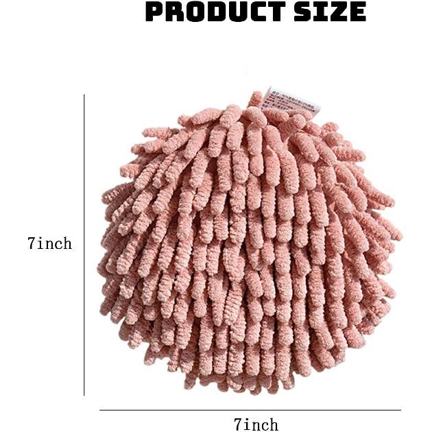 Chenille Hand Towels Set of 4 – Ultra-Absorbent Quick-Dry Hanging Towels for Kitchen & Bathroom, 6.8-Inch Fluffy Towels with Towel Hook Loop in 4