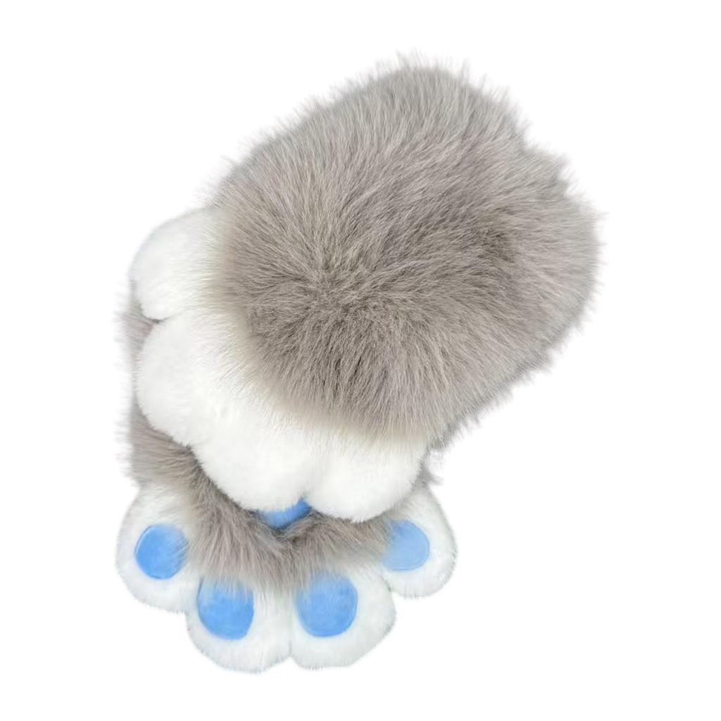 Guanti Zampe di Gatto in Pelliccia Sintetica Zampe Therian Paws Peluche Fursuit Zampe Halloween Cosplay Costume Zampe di Volpe Animale Manopola Donna Uomo