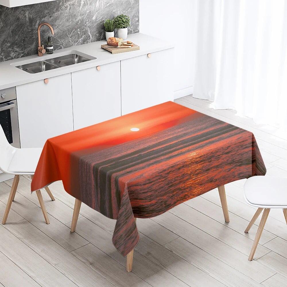 Beautiful Natural Scenery Printed Tablecloth Stain Resistant Waterproof Outdoor Camping  Kitchen Table Home Decor