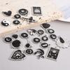 6pcs Punk Dark Black Stainless Steel Enamel Charms For Jewelry Making Supplies Sun Heart Cross Ocean Animal Pendant DIY Pendants