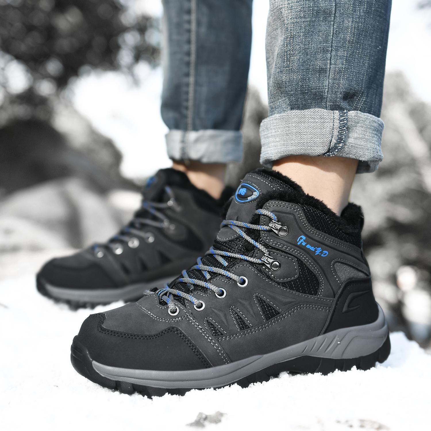 Зимние мужские зимние ботинки для занятий спортом на открытом воздухе женская теплая — фото 13