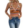 Summer Beach Sexy Babes Fashion Geometric Striped Neck Slim Sling Vest Women