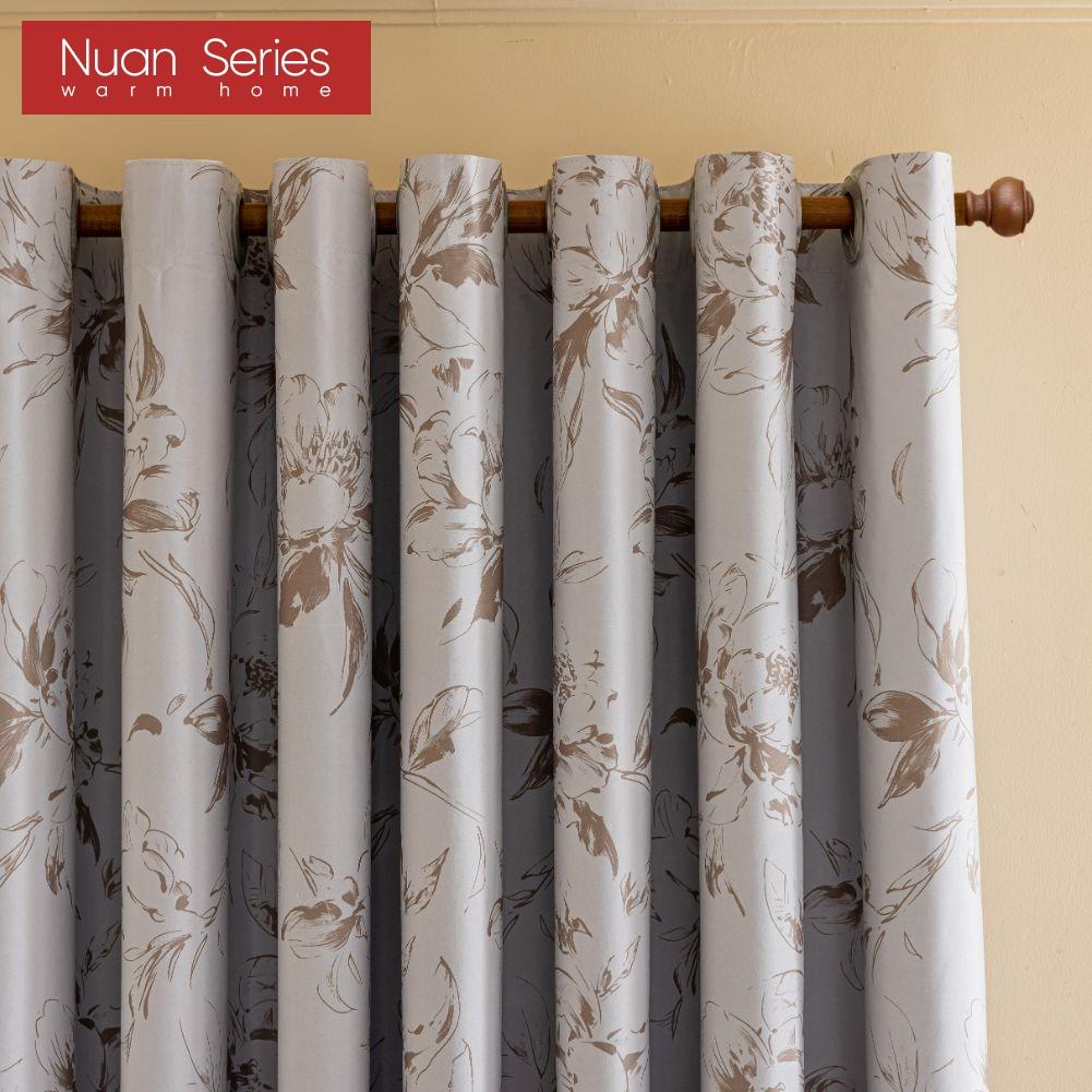 1PC Nuan Series French Retro Style Floral Printed Curtains 100% Fully Blackout Curtains for Bedroom Living Room Balcony Window for Home Decor